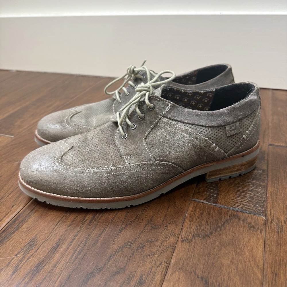 Ben Sherman Oxford Leather Wingtip Derby Dress Shoes Mens 8.5 Brown Office Suede